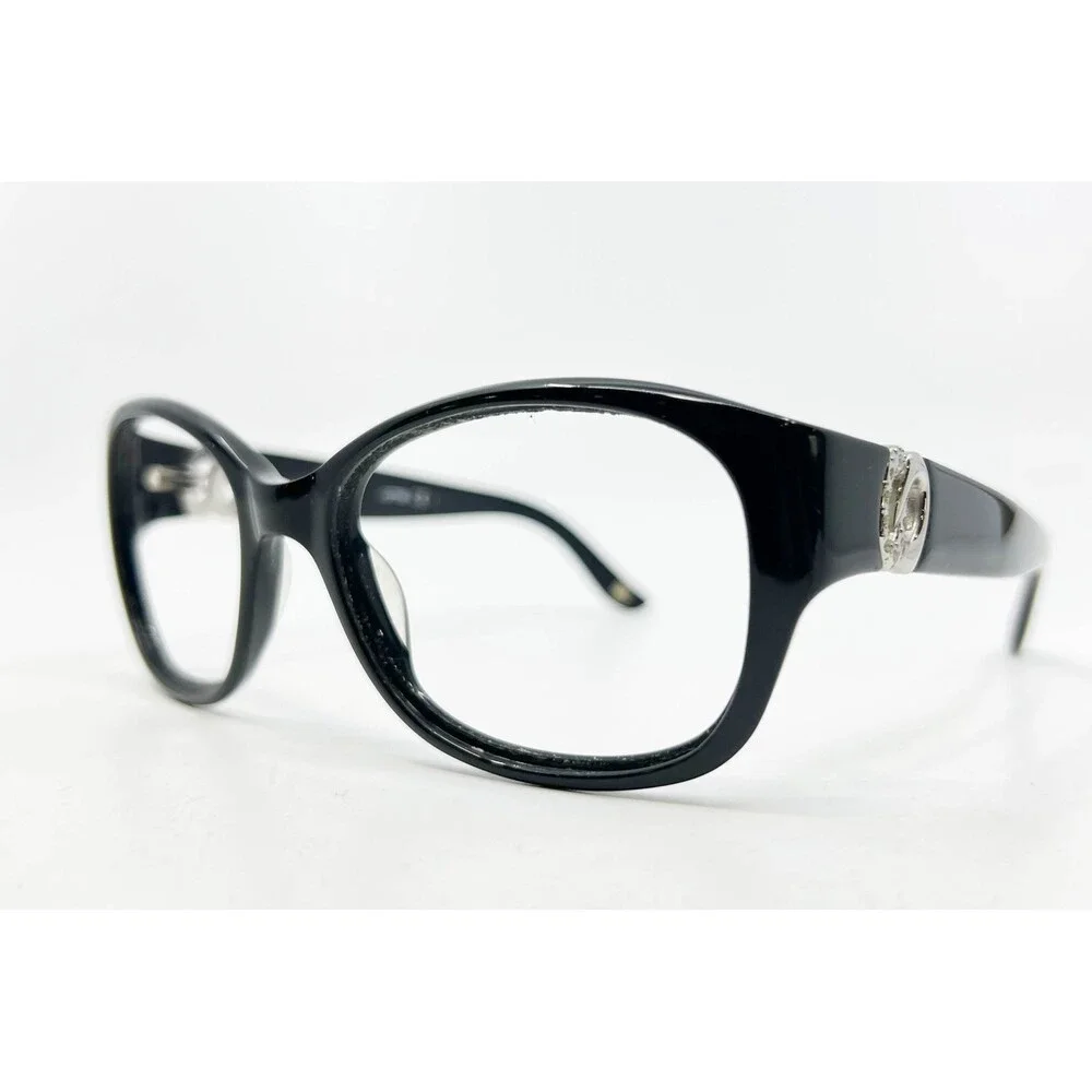 Jimmy Choo Eyeglasses Womens Black Crystal Logo 53-18-130